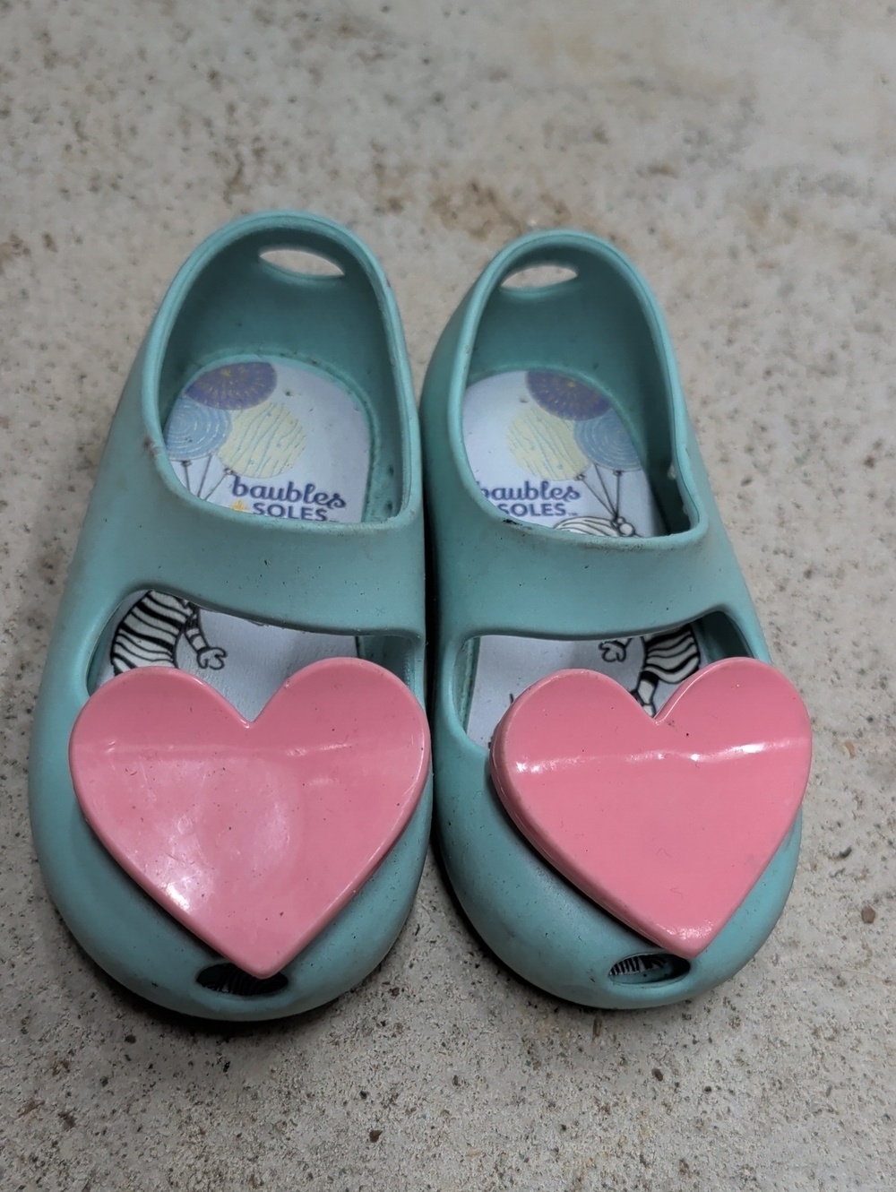 baubles + soles Kaia jelly Baby Blue Pink Heart Flats